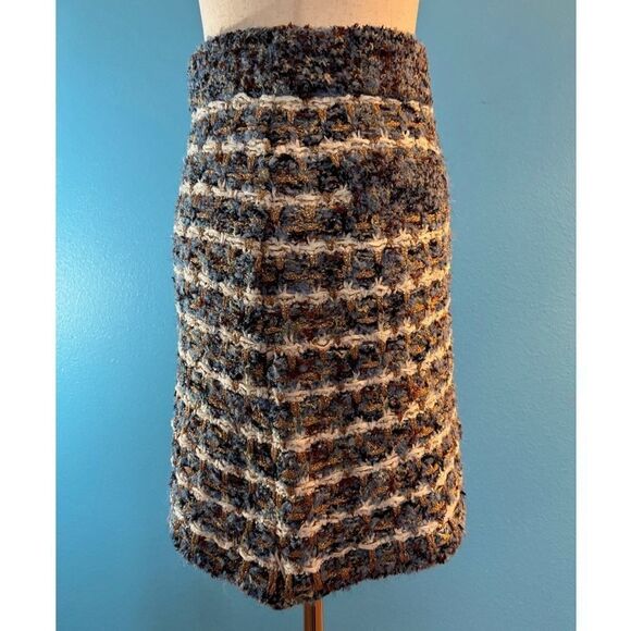 EUC! ZARA Boucle Knit Skirt Metallic Thread Mini Short Unlined Faux Pockets S - Picture 4 of 6